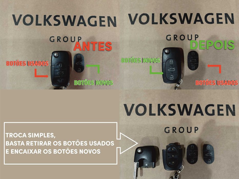 Botões Novos e Originais Audi para Chaves retráteis modelo A2 A3 A4 A6