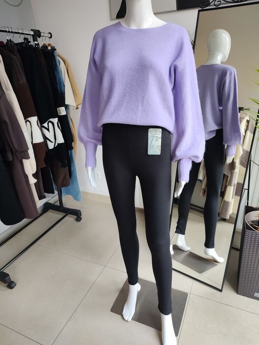 Legginsy ocieplane bambusowe gładkie2 - czarny S/M