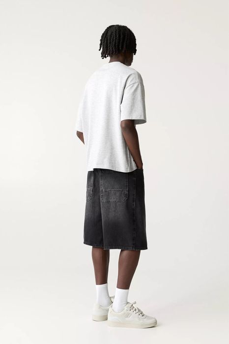 Широкі Шорти PULL&BEAR Skater Fit Оригінал Нові Чорні Джинсові Широкие Черные Джинсы Шорты Shorts Пул Бир