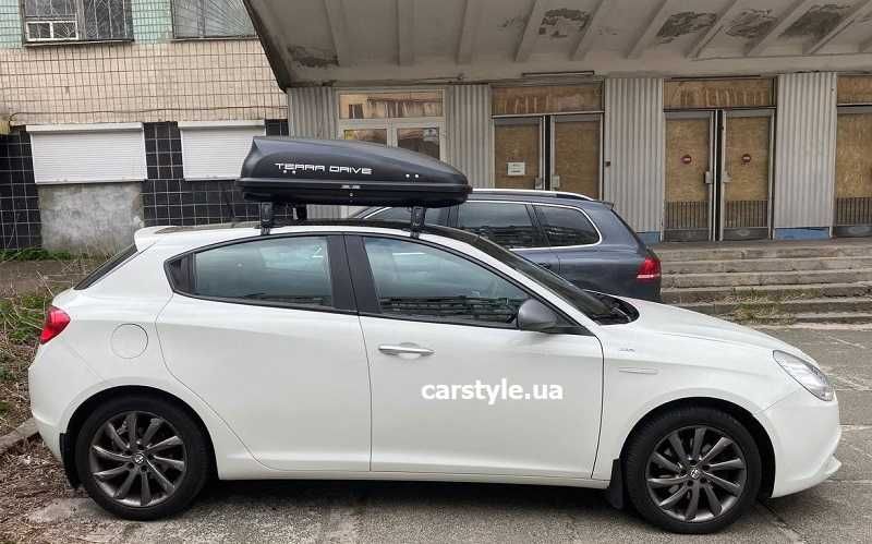 Автобокс на крышу дах Terra Drive 320 літрів сірий чорний матові 134х80х36 см нові уцінка пластик правосторонні Терра Драйв внутр 127x80x36 гарантія