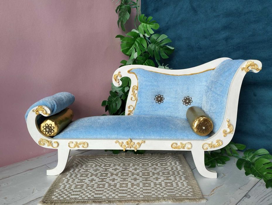 Miniaturowa jednostronna sofa, meble do domku dla lalek w skali 1:6. Leżanka dla lalek BJD