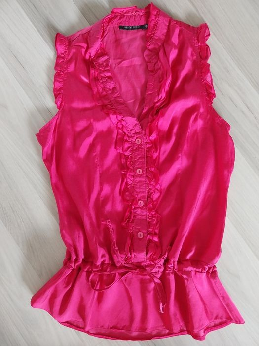 Elegancka satynowa bluzka fuksja roz. M