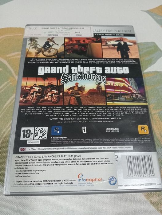 Jogo PlayStation 2 Grand Theft Auto San Andreas