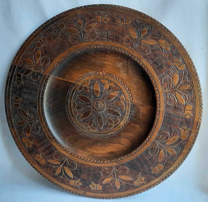 Snycerka Góralska Talerz Patera Drewno Cepelia Sztuka Ludowa