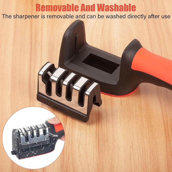 NOVO!  Afiador de facas manual de 4 etapas, base antiderrapante