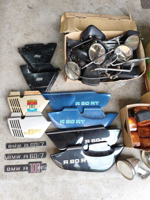 BMW R75 R80 r100 lampa reflektor kierunkowskazy lusterka boczki kołpaki emblemat koguty lampa błyskowa policja Hella KL70 niebieska halogen