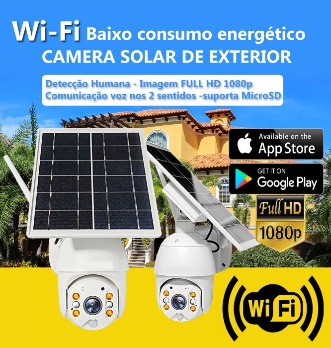 camera solar wifi rotativa HD 1080p speed dome wi-fi camara sem fios
