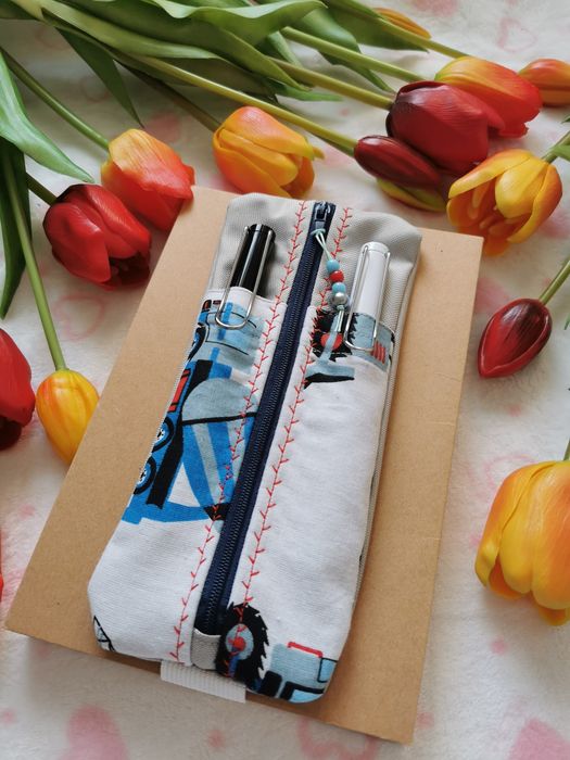 Piórnik na gumce na notatnik hand made