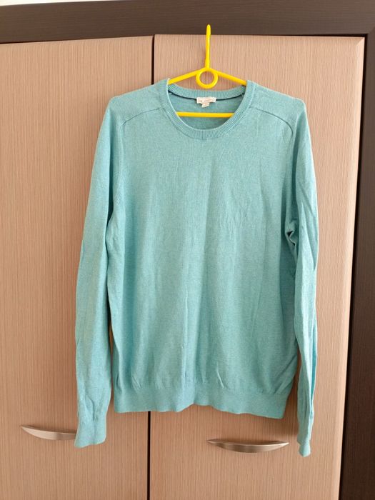 Męski Sweter Gap z Kaszmirem – Turkusowy – Rozmiar L – Nowy bez metki