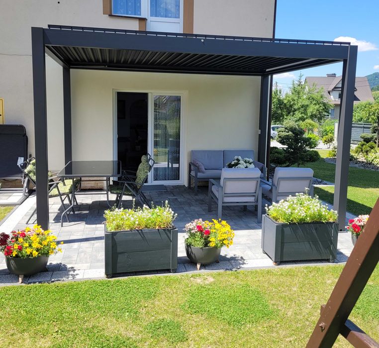 Pergola tarasowa elektryczna zadaszenie tarasu 300x400 dostawa gratis
