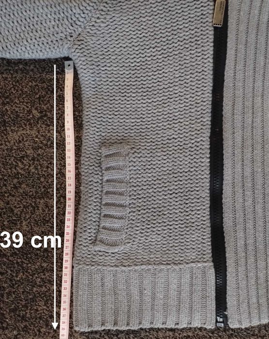 Sweter męski z kapturem Burton London - szary akrylowy z zamkiem