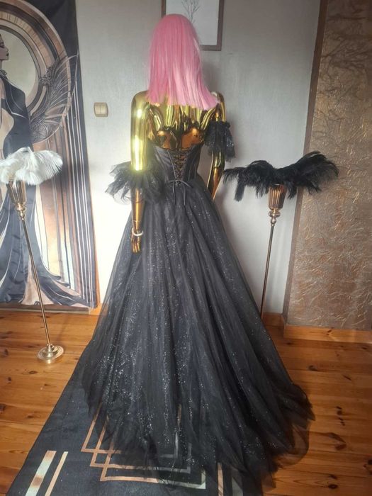 Zjawiskowa suknia na studniówkę Ortis Glamoure Black R36 Polski produc