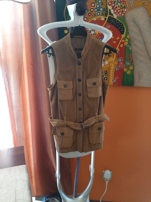 Massimo Dutti kamizelka ze skóry naturalnej r.M.
