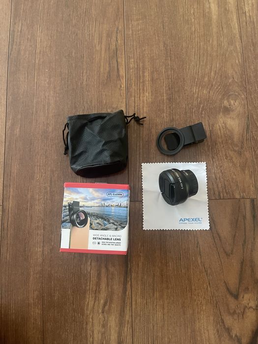 Apexel APL-0.45WM — широкоугольная линза 0,45× + макро 12,5× для смартфона.