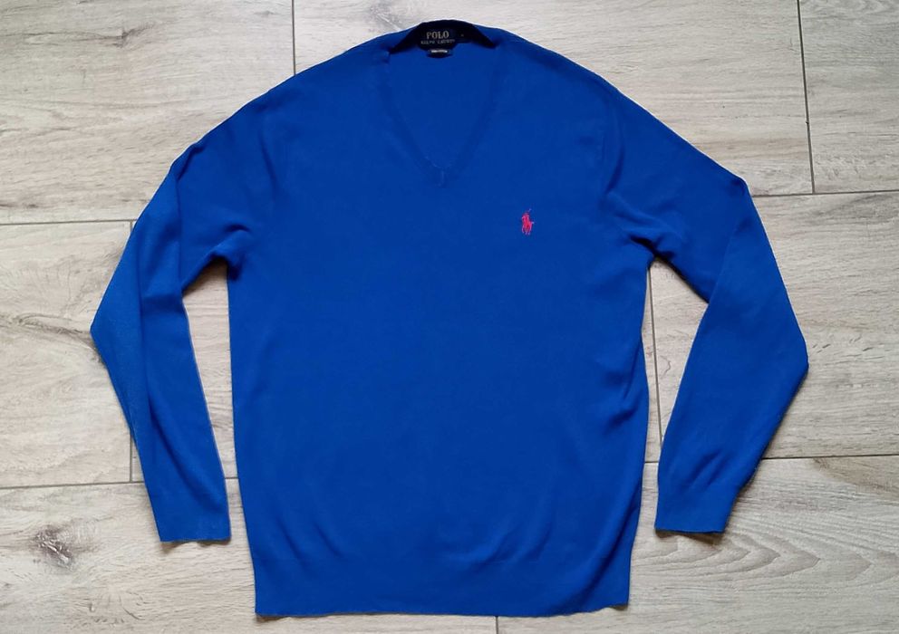 Джемпер Polo Ralph Lauren чоловічий синій светр з бавовни розмір М