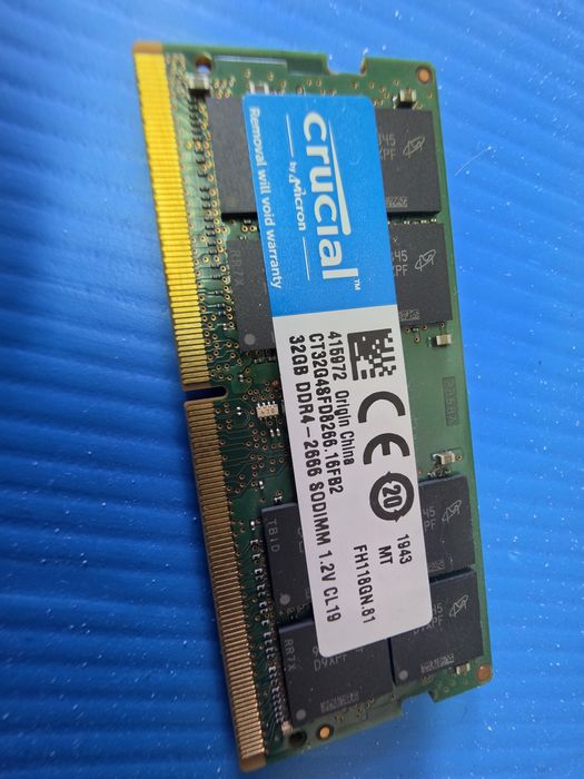 Memoria ram ddr4 32g  (crucial) 2 unidades disponiveis num total de 64gb ram