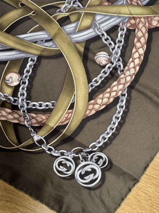 Apaszka Gucci khaki jedwab