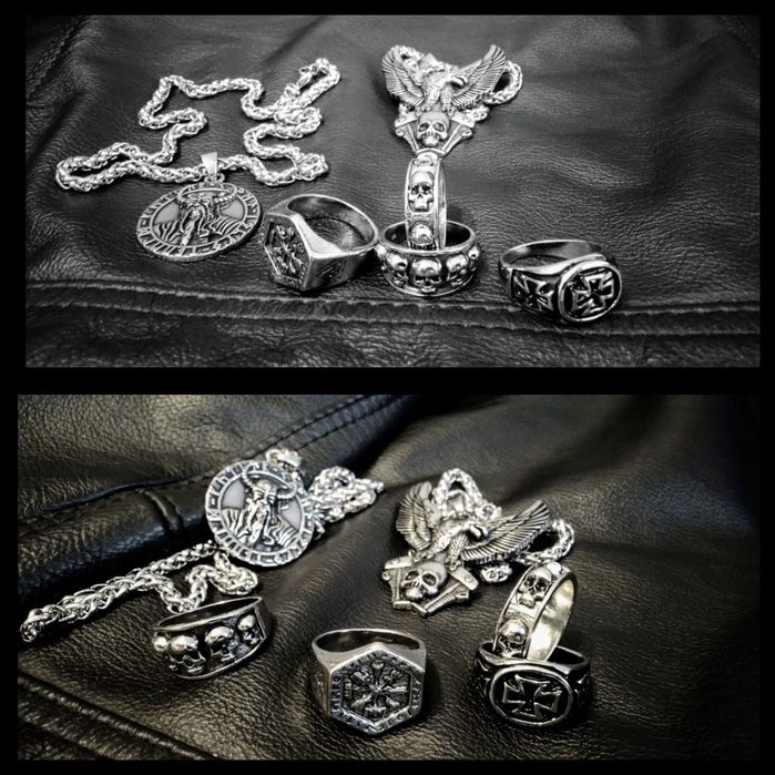 Chopper krzyż maltański sygnet pierścień Harley Rock Metal Moto obrącz