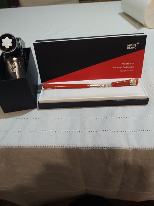 Caneta de tinta permanente e tinteiro Mont Blanc