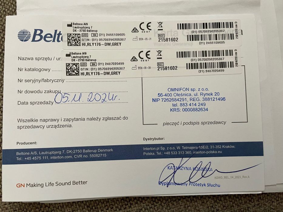 Nowy komplet aparatów słuchowych Beltone *gwarancja producenta