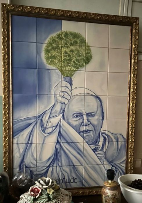 Quadro em azulejos pintado à mão - Papa João Paulo II