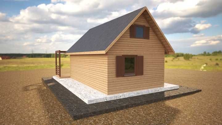Domek drewniany całoroczny letniskowy 4m x 4m 20mm