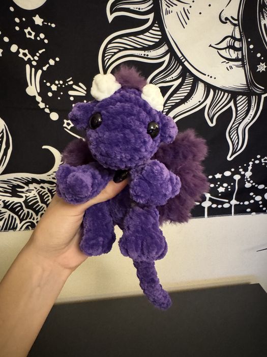 Smok dziergany na szydełku, handmade, pluszak, maskotka