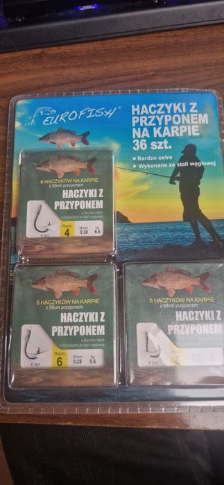 Haczyki z przyponem na karpie 36szt.