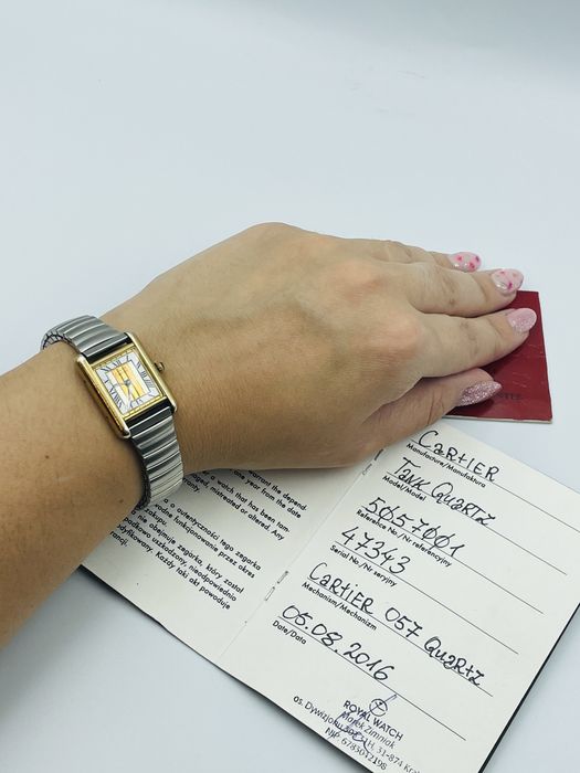 Cartier Vermeil Tank Quartz Argent 925 Zegarek Damski