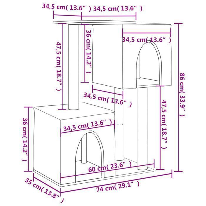 Vidaxl Drapak Dla Kota, Ze Słupkami Sizalowymi, Kremowy, 86 Cm