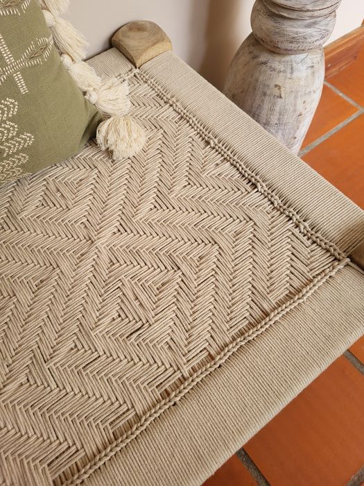 banco, banqueta, canape, macrame, decoração, rustico