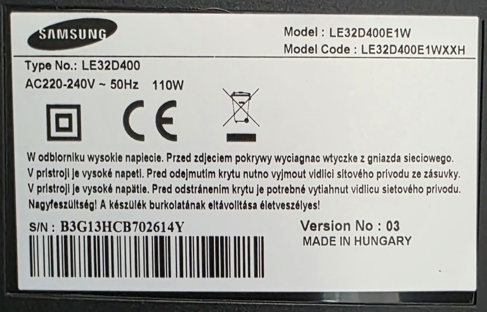 Telewizor Samsung LE32D400E1W 32" + TV pilot