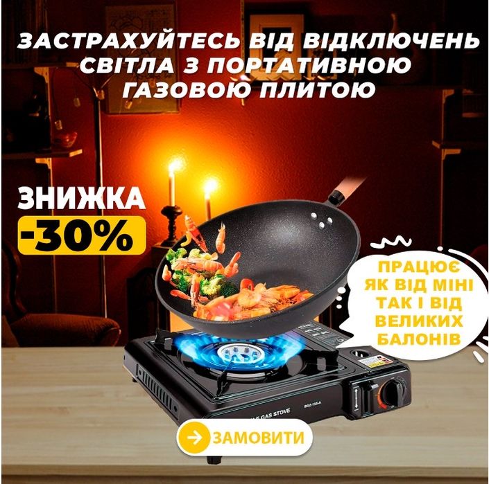 Туристичний газовий пальник плитка з пʼєзопідпалом + кейс