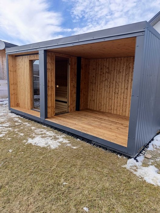 Sauna ogrodowa izolowana z tarasem