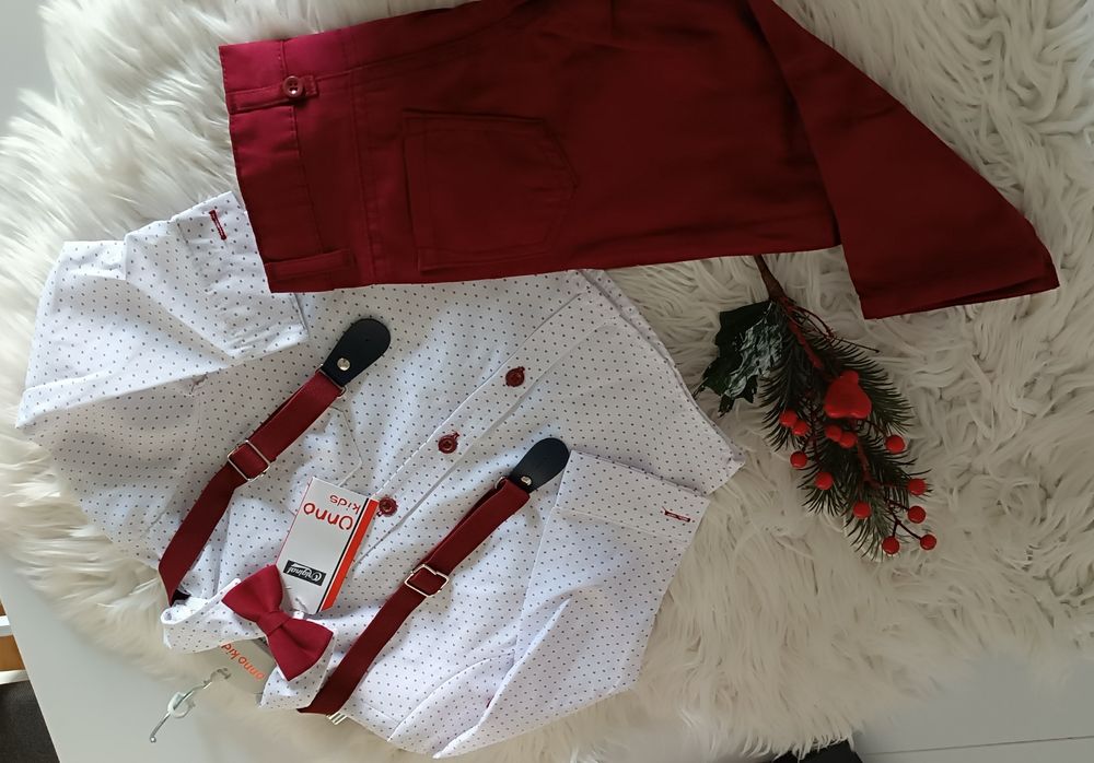 nowy elegancki komplet zestaw dla chłopca 128 na wesele święta sesję