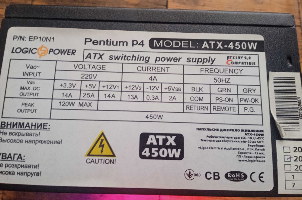 Logic Power Model: ATX-450W