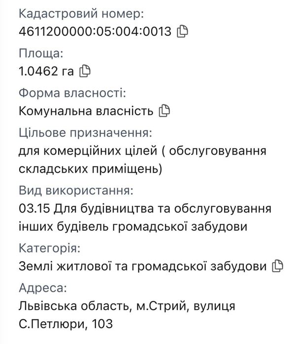 Земельна Ділянка приватизована у м.Стрий