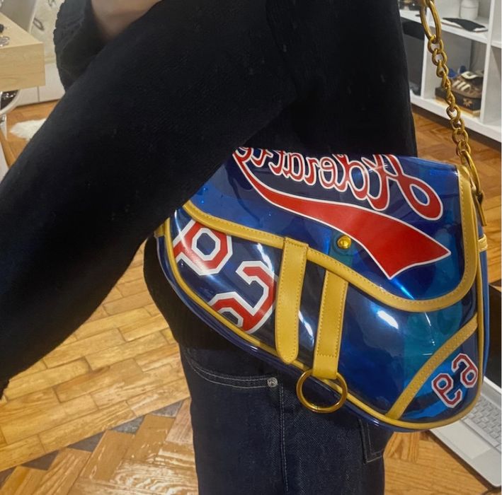 mala retro sporty transparente azul