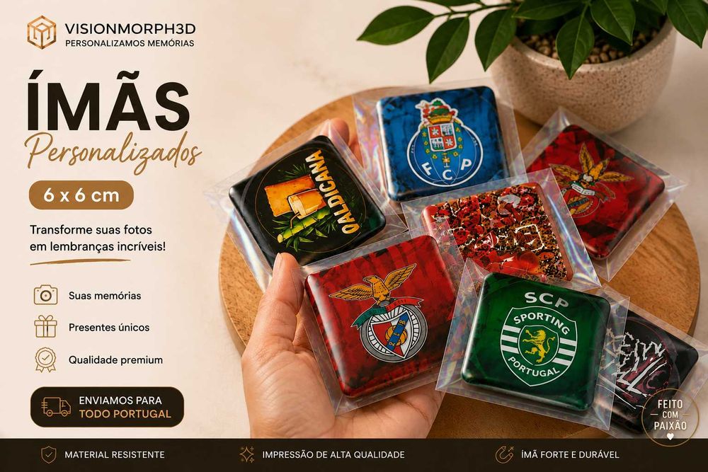Ímãs personalizados 6×6 cm – Fotos, clubes e presentes | VisionMorph3D