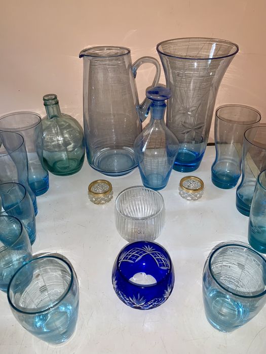 Кувшин бокалы стаканы  ваза цветное  купоросное стекло