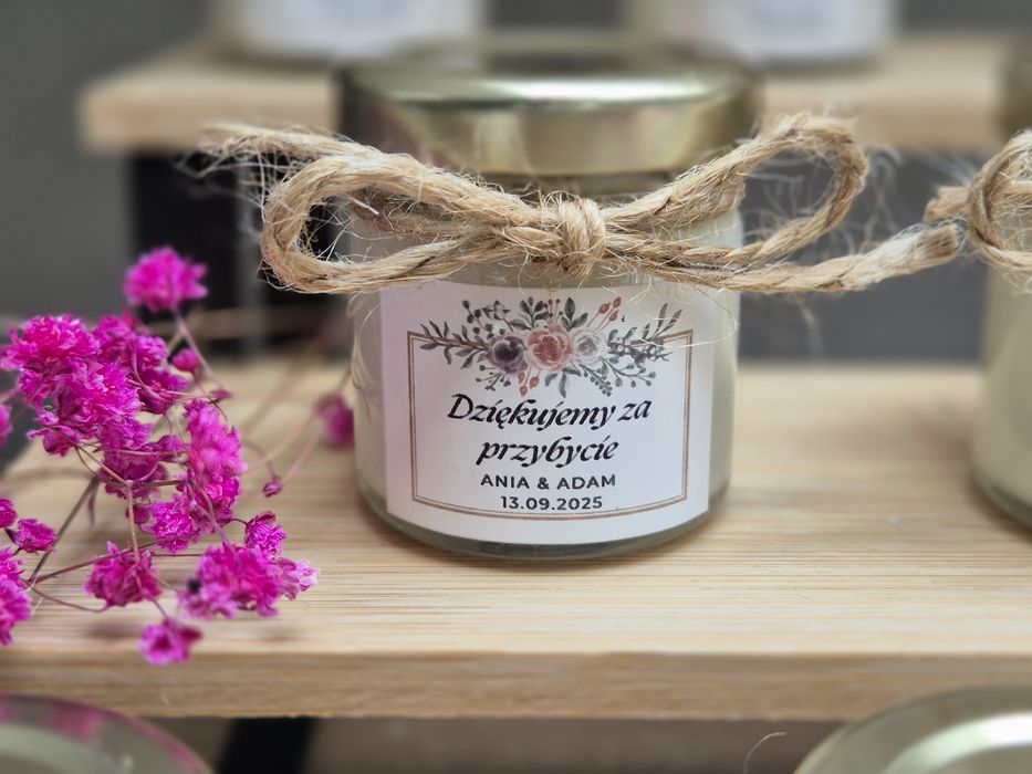 Podziękowania dla gości świeczka sojowa