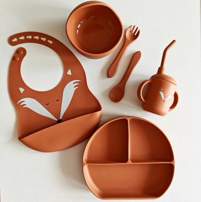 Набір дитячого силіконового посуду з принтом