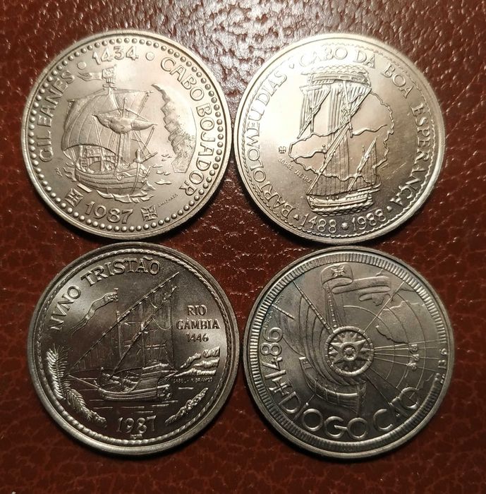 Portugal - 4 moedas de 100 escudos-I série dos Descobrimentos 1987/89