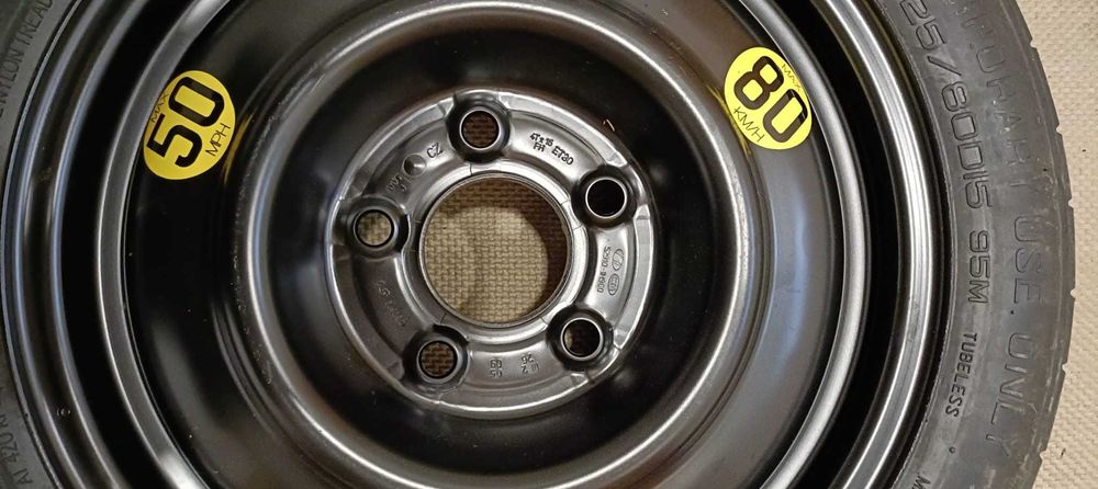 Roda pneu suplente 125/80R15 - Hyundai, Kia, Mitsubishi, Mazda
