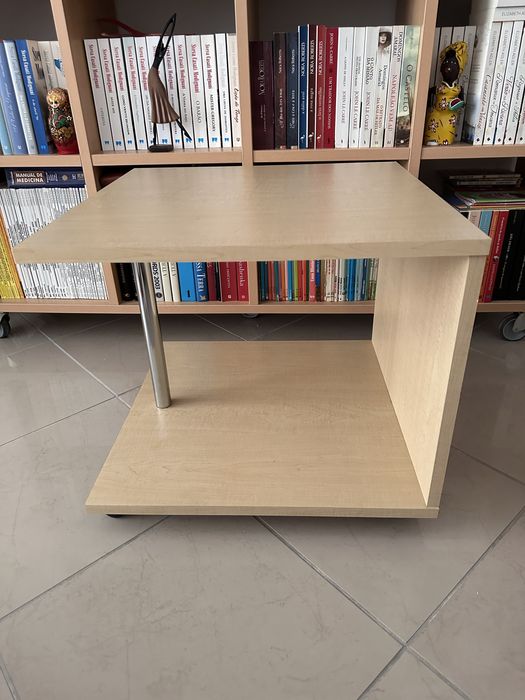 Headboard / Side Table Made of Wood and Metal with Casters64730298647297122