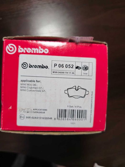 Колодки гальмівні Mini Cooper R 56 Brembo p 0652