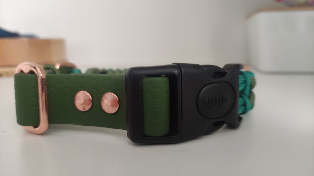 Obroża ręcznie robiona dla psa 2,5 cm 2cm zielona houndloop sznurkowa