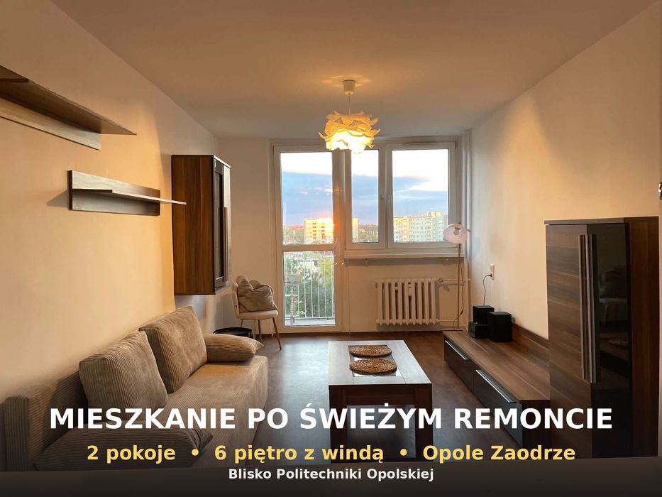 Wynajem 2 pokoje, 6 piętro z windą, Opole Zaodrze, po remoncie, umeblowane