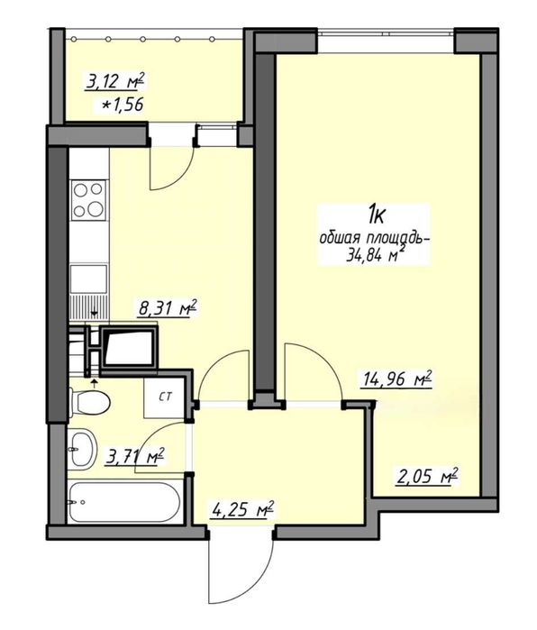 Таирово 1 ком. квартира новый дом ремонт 45 тыс.у.е.