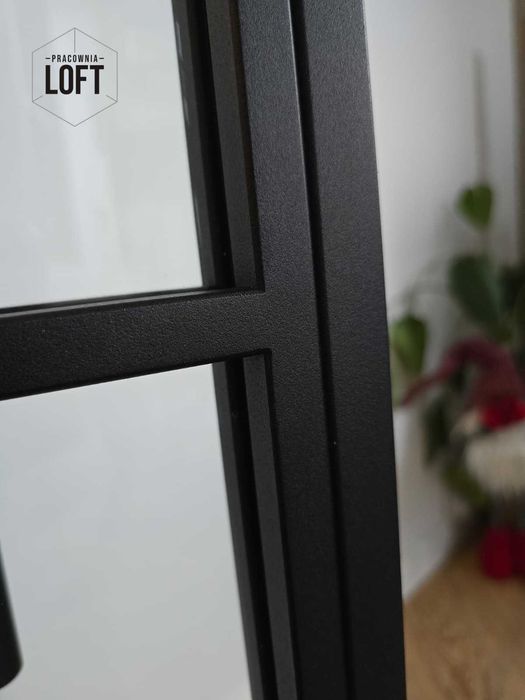 Drzwi loft na wymiar stal + szkło | industrialne czarne PREMIUM